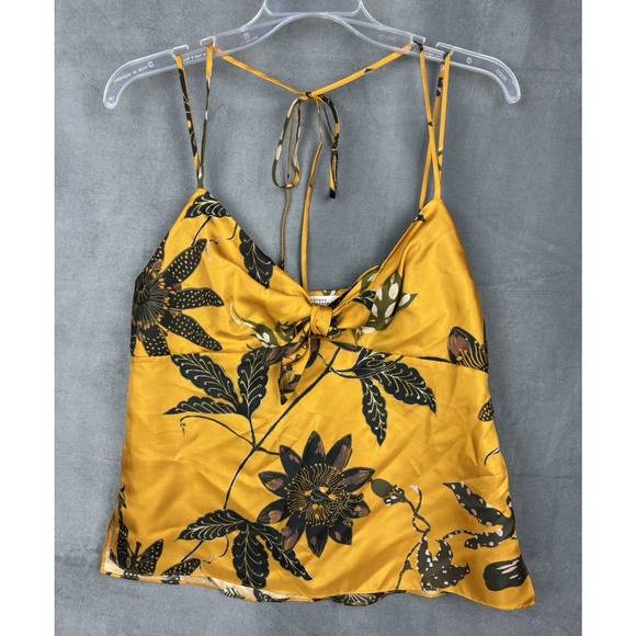 Dorothee Schumacher Silk Babydoll Camisole Womens Size 3/Medium Yellow Floral - Picture 1 of 11